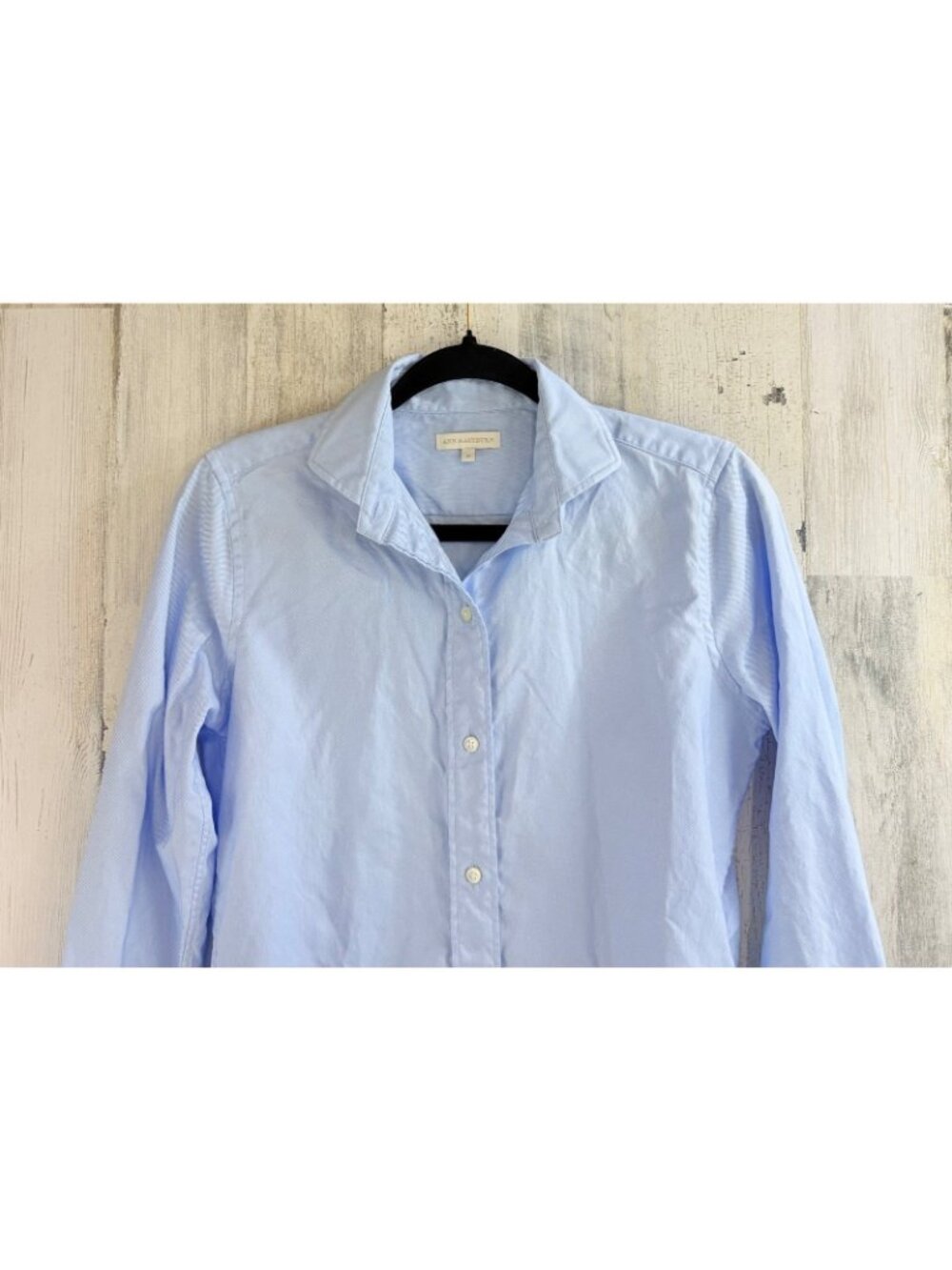 Ann Mashburn Icon Spread Shirt Sz M Sky Blue Roxford Oxford Button Down - Picture 4 of 12